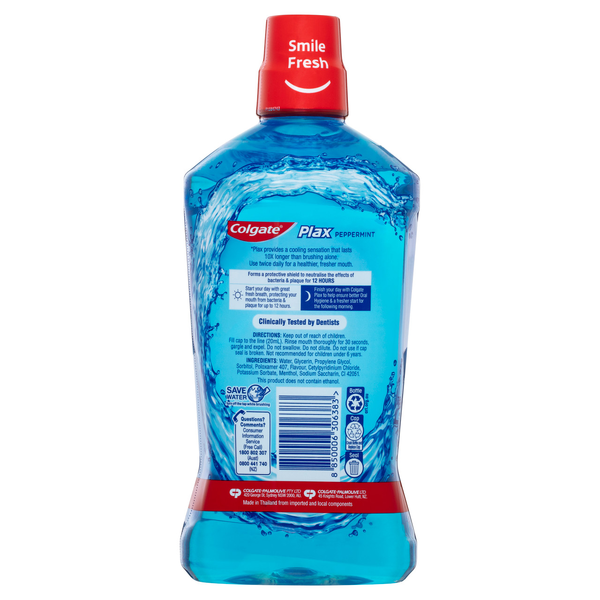 Colgate Plax Alcohol Free Peppermint Mouthwash 1L