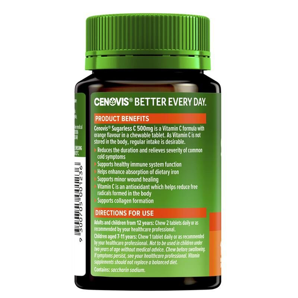 Cenovis Sugarless C 500mg 100 Chewable Tablets