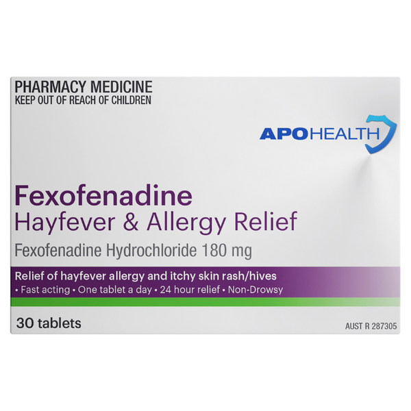 APH Fexofenadine 180 Hayfever & Allergy Relief 30 Tablets Same as Telfast