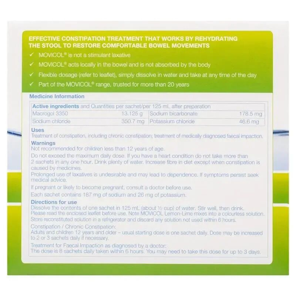 Movicol Constipation Relief Powder Lemon Lime 30 Sachets