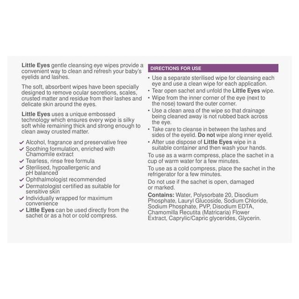 Little Eyes Gentle Cleansing Eye Wipes 30 Wipes