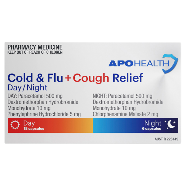 APH Cold & Flu + Cough Relief D/N 24 Caps Same as Codral Cold & Flu + Cough
