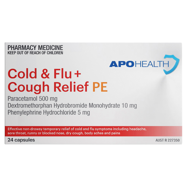 APH Cold & Flu + Cough Relief PE 24 Capsules