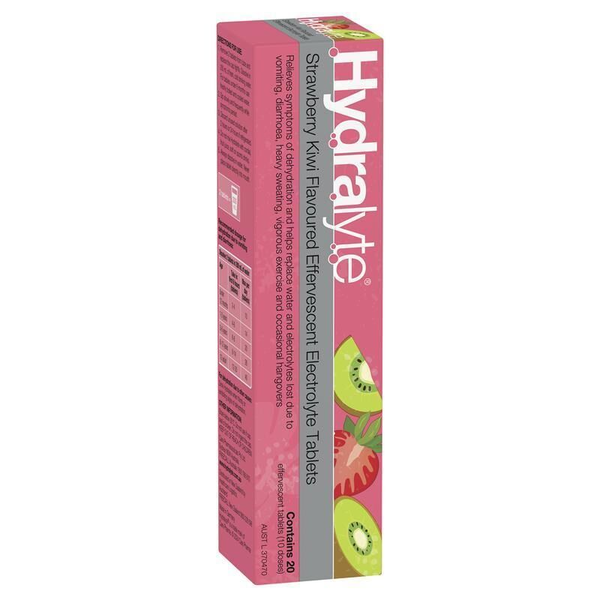 Hydralyte Strawberry Kiwi 20 Effervescent Electrolyte Tablets