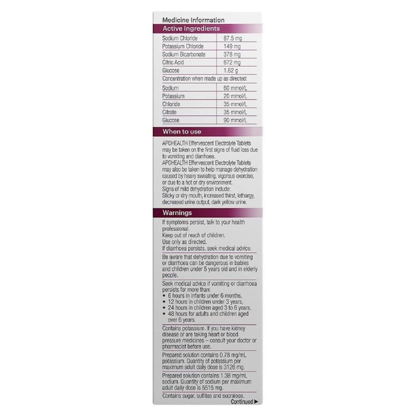 APH Apple Blackcurrant Effervescent Electrolyte 20 Tablets