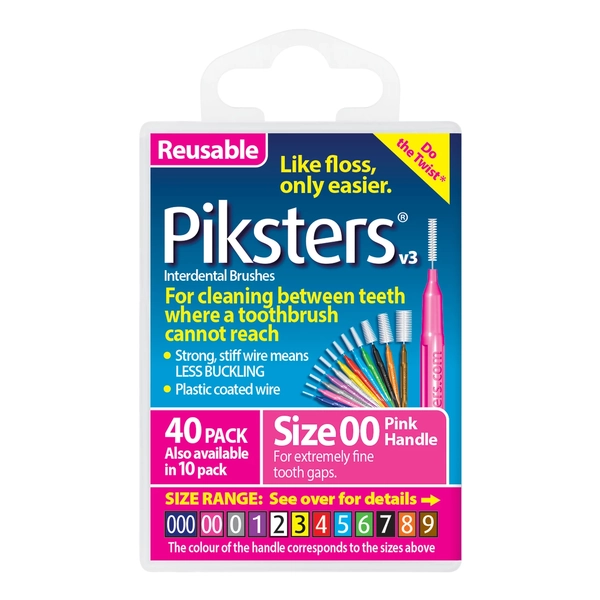 Piksters Interdental Brushes Size 00 Pink 40 Pack