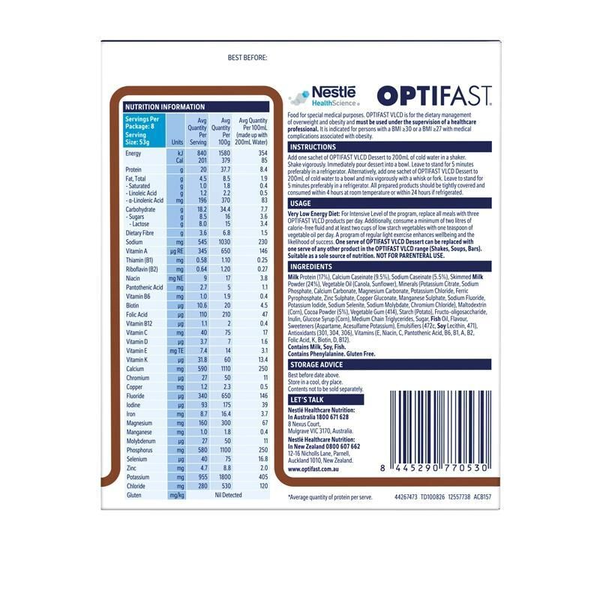 Optifast VLCD Dessert Chocolate 8 x 53g Sachets