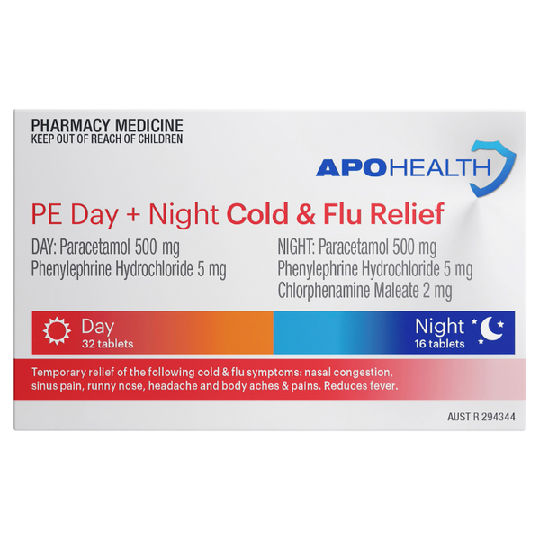 APH PE Day + Night Cold & Flu Relief 48 Tablets Same as Codral PE