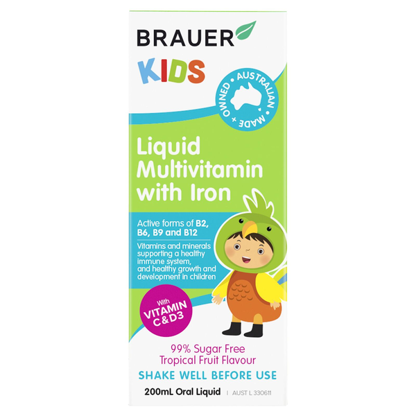 Brauer Kids Liquid Multivitamin With Iron 200ml