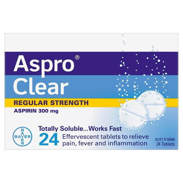 Aspro Clear Regular Strength 300mg 24 Efferevescent Tablets