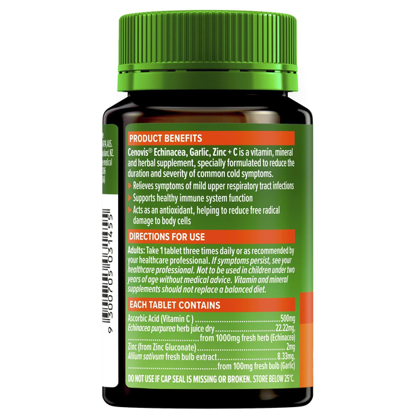 Cenovis Echinacea, Garlic, Zinc + C 60 Tablets