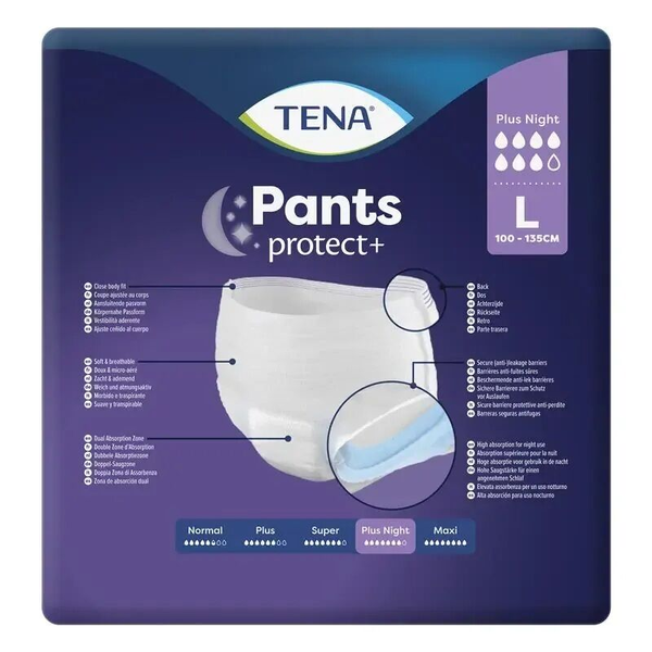 Tena Pants Protect+ Plus Night 12 Pants - Large