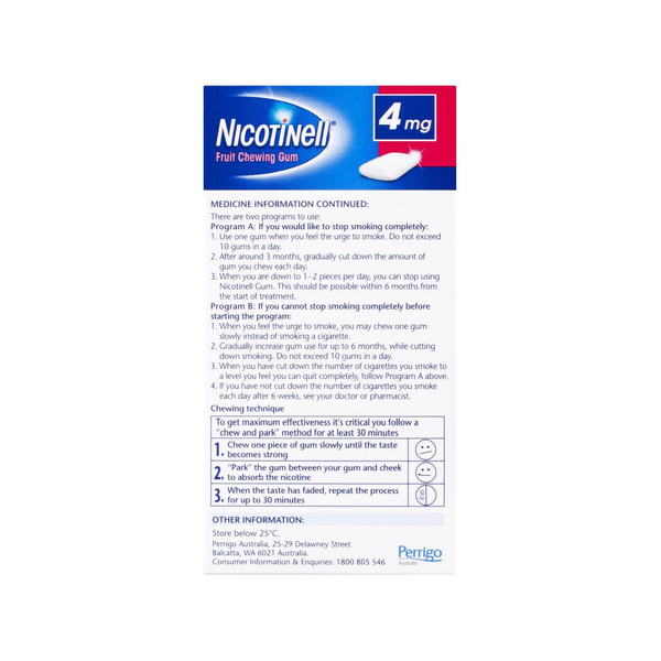 Nicotinell Extra Strength 4mg Fruit Chewing Gum 96 Pieces