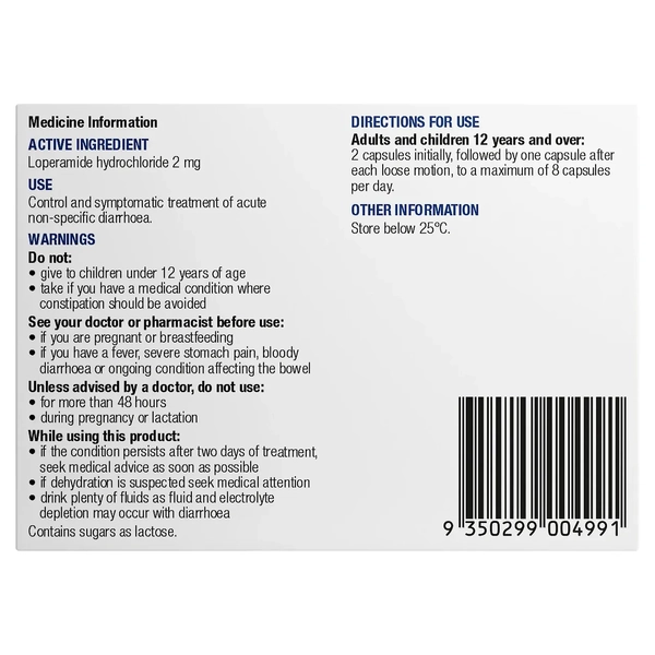 Chemists' Own Diarrhoea Relief 20 Capsules Same as Imodium