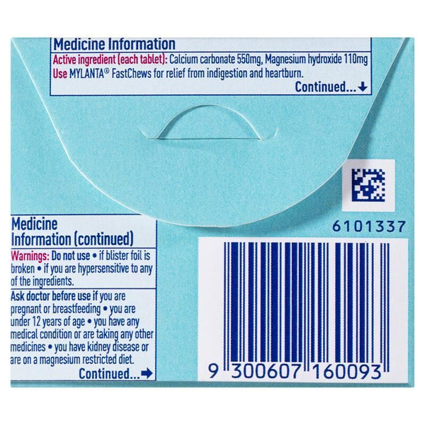 Mylanta 2go Antacid FastChews 8 Chewable Tablets