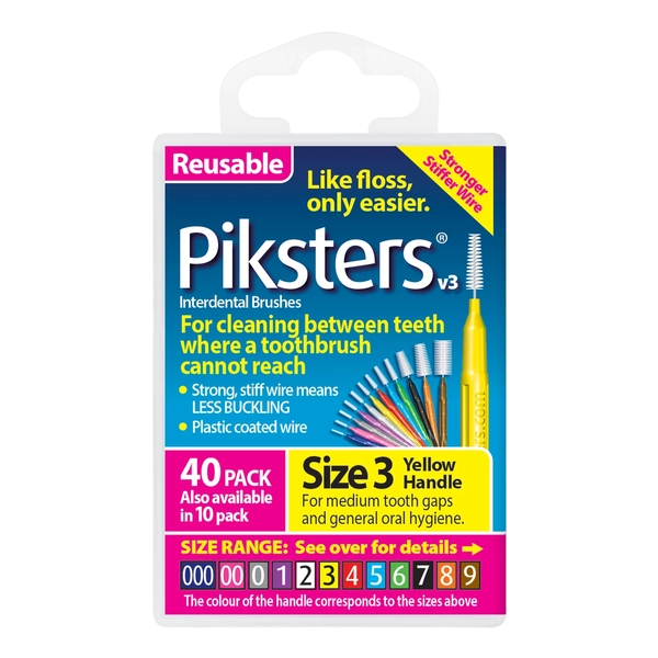 Piksters Interdental Brushes Size 3 Yellow 40 Pack