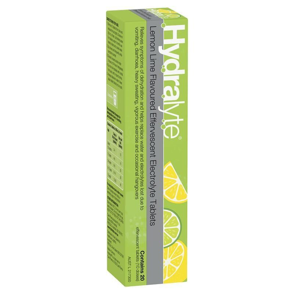 Hydralyte Lemon Lime 20 Effervescent Electrolyte Tablets 