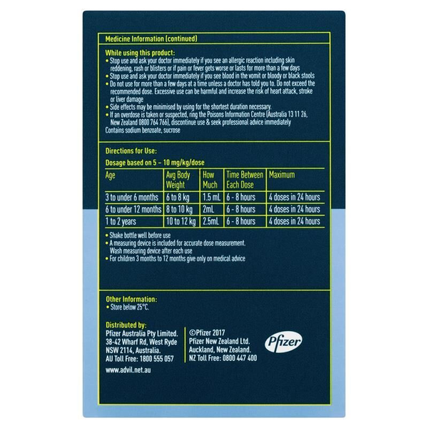 Advil Infant Pain and Fever Relief 40ml Oral Suspension