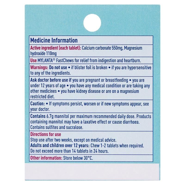 Mylanta 2go Antacid FastChews 24 Chewable Tablets