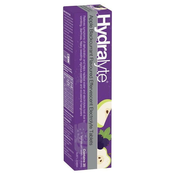 Hydralyte Apple Blackcurrant 20 Effervescent Electrolyte Tablets 