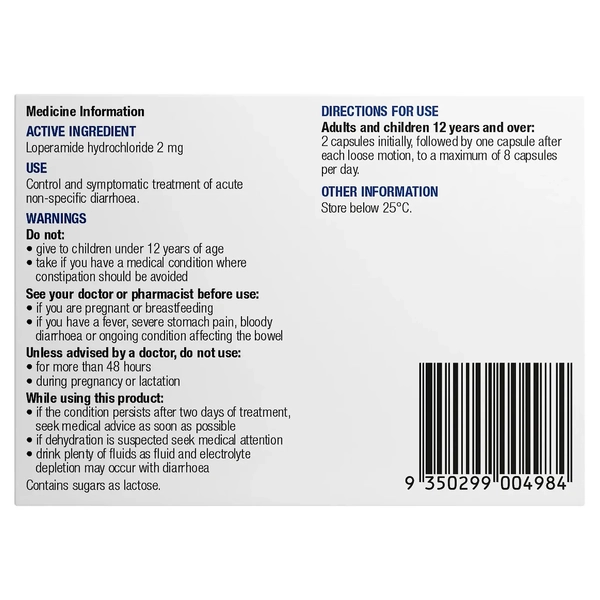 Chemists' Own Diarrhoea Relief 12 Capsules Same as Imodium