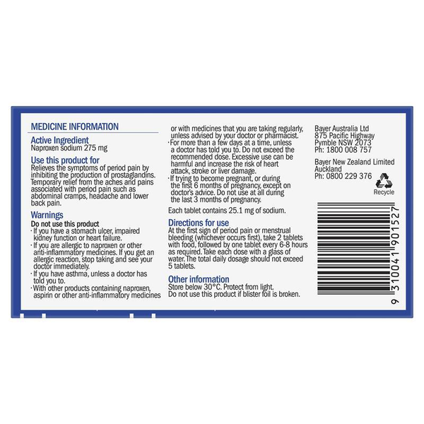 Naprogesic 275mg 24 Tablets