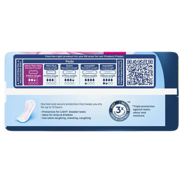 Tena Pads Ultra Thin Mini Standard Length 20 Pads