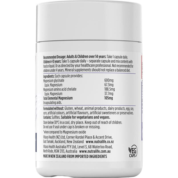 Nutra Life Magnesium Hi-Zorb Enhanced Absorption 60 Capsules
