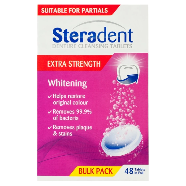 Steradent Denture Cleansing Tablets Extra Strength Whitening 48 Tablets