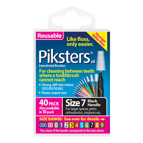 Piksters Interdental Brushes Size 7 Black 40 Pack