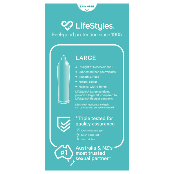 LifeStyles LARGE Larger Comfort Fit 10 Condoms