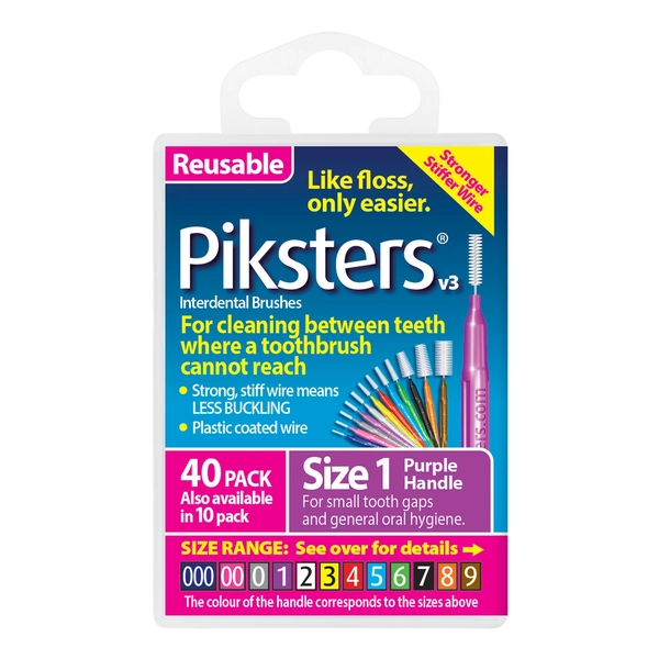 Piksters Interdental Brushes Size 1 Purple 40 Pack