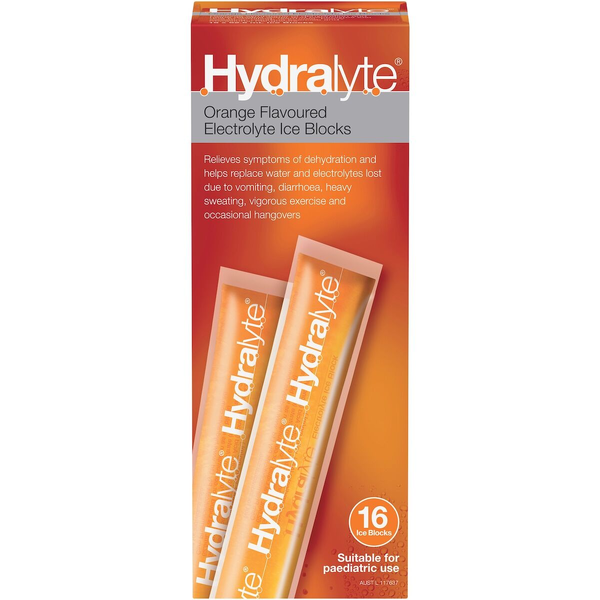 Hydralyte Orange 16 Electrolyte Ice Blocks