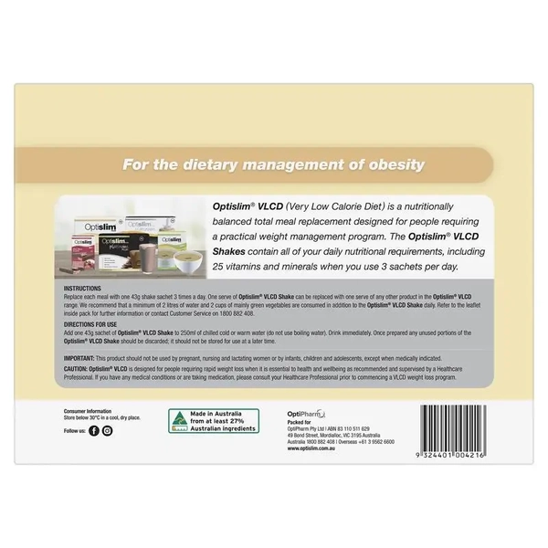 Optislim VLCD Shake Vanilla 21 x 43g Sachets