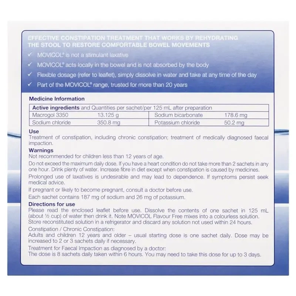 Movicol Constipation Relief Powder Flavour Free 30 Sachets