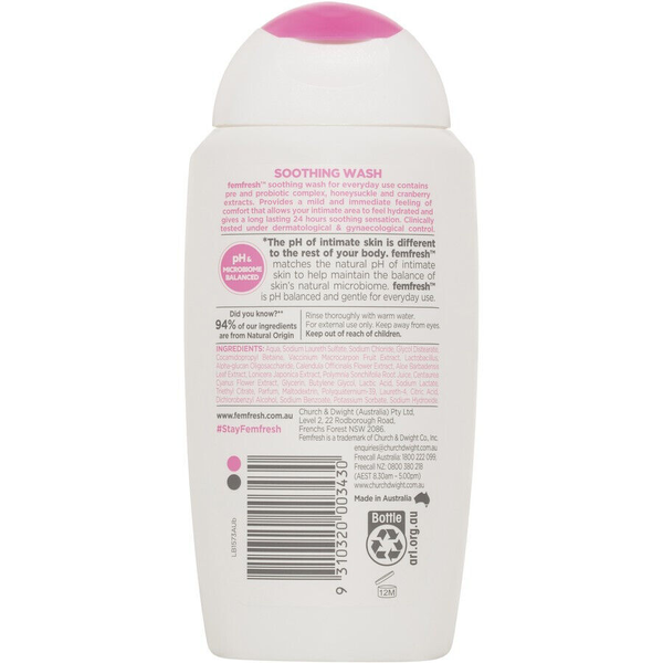 Femfresh Soothing Wash With Cranberry & Probiotics Extracts 250ml