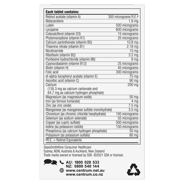 Centrum Advance 50+ Adults 60 Tablets