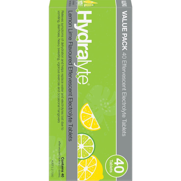 Hydralyte Lemon Lime 40 Effervescent Electrolyte Tablets 