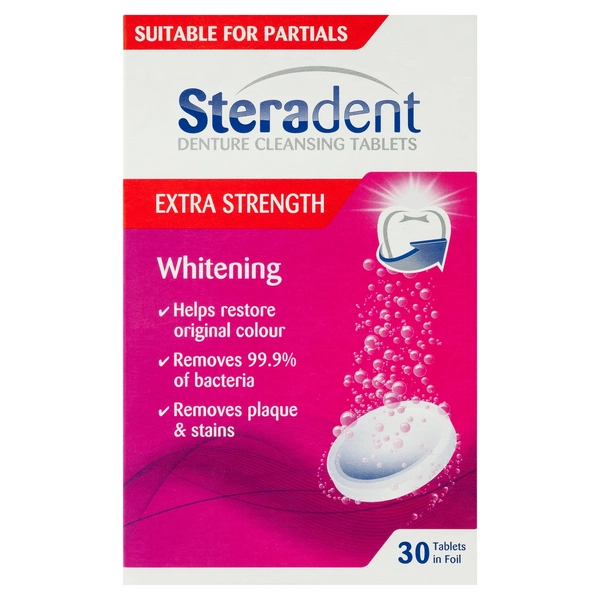 Steradent Denture Cleansing Tablets Extra Strength Whitening 30 Tablets
