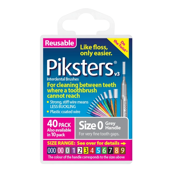 Piksters Interdental Brushes Size 0 Grey 40 Pack
