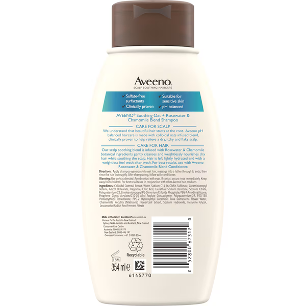 Aveeno Soothe & Soften Shampoo Rose Water & Chamomile 354ml