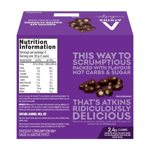 Atkins Low Carb Endulge 5 Pack Chocolate Coated Almonds