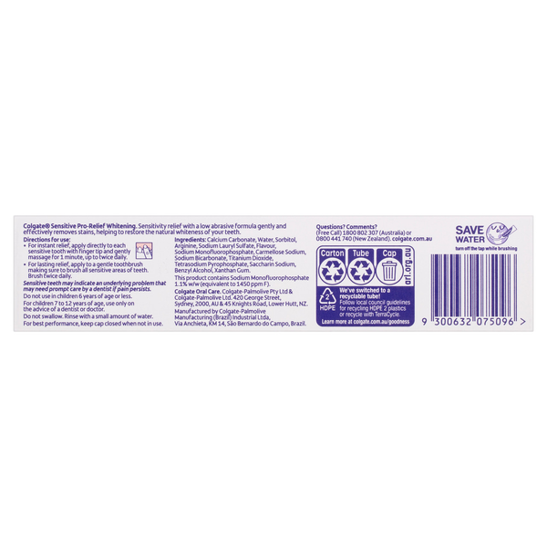 Colgate Sensitive Pro Relief Whitening Toothpaste 110g
