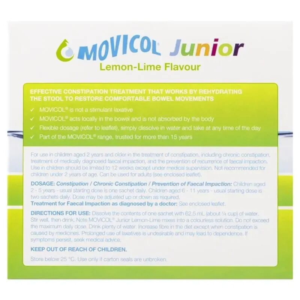 Movicol Junior Constipation Relief Powder Lemon Lime 30 Sachets