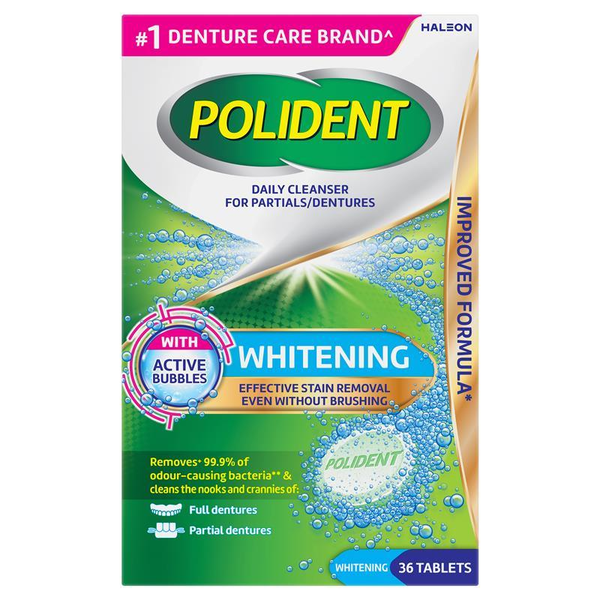 Polident Denture Daily Cleanser Whitening 36 Tablets