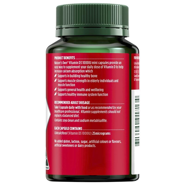 Nature's Own Vitamin D3 1000IU 200 Capsules