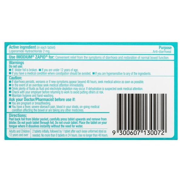 Imodium Zapid 12 Dissolving Tablets