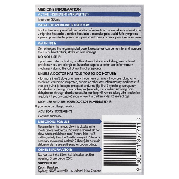 Nurofen Meltlets Berry Burst 200mg 24 Meltlets