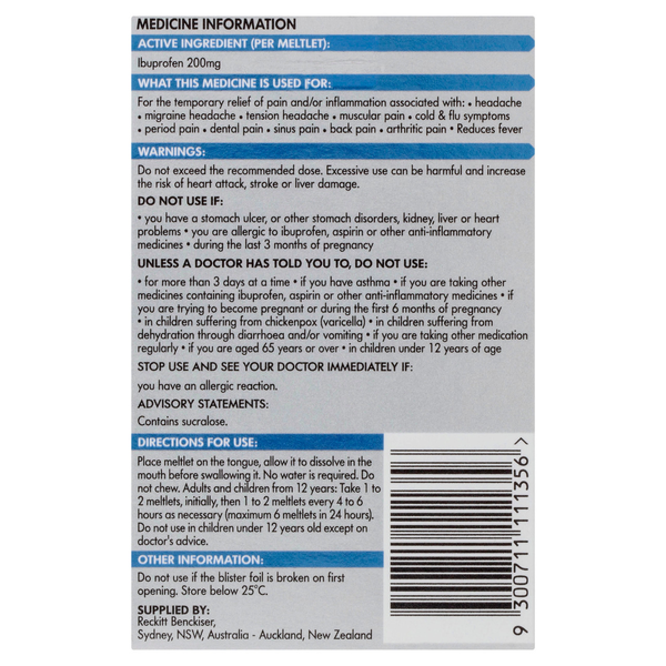 Nurofen Meltlets Berry Burst 200mg 48 Meltlets