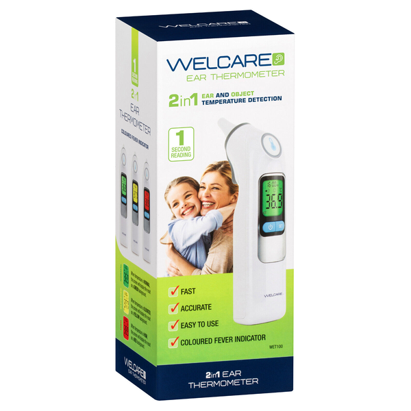 Welcare Ear Thermometer 2 in 1 + Welcare Thermometer Replacement Probe 60 Covers